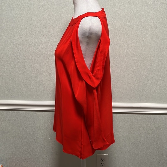 Ramy Brook Red Silk Open-Shoulder Blouse - Picture 2 of 12